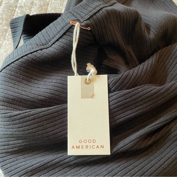 Good American Ribbed Scoop Back Sleeveless Thong Bodysuit in Black 4X NWT - Picture 6 of 11